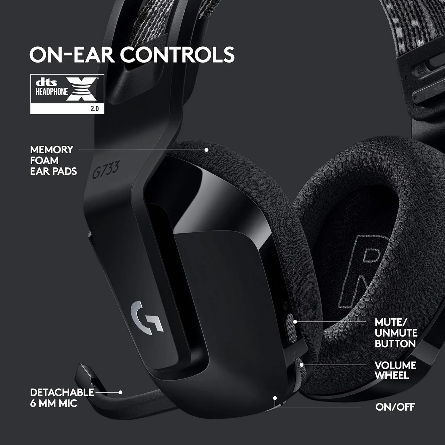 Logitech Wireless Gaming Headphone PRO-G Audio Drivers (G733) RGB (Open Box) view 3